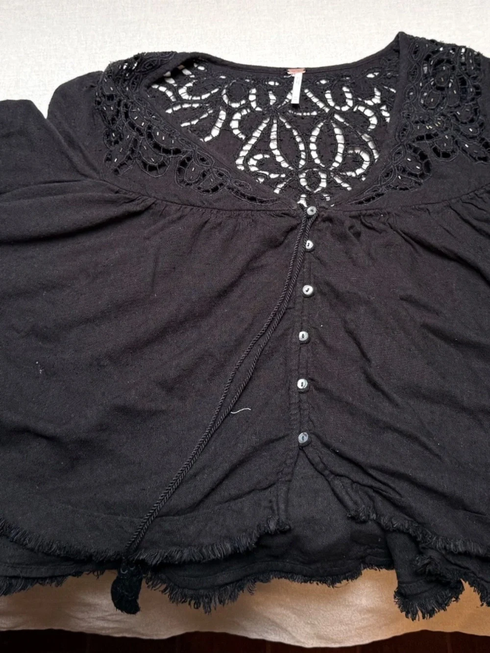 Free People Doin It Right Black Boho Crochet Top XS